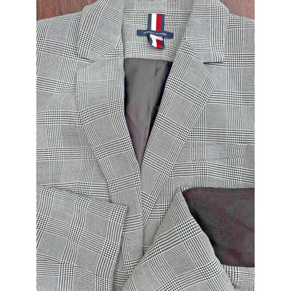 Tommy Hilfiger Women's Plaid Topper Blazer Formal  Jacket Black Gray size 8 - Picture 8 of 9